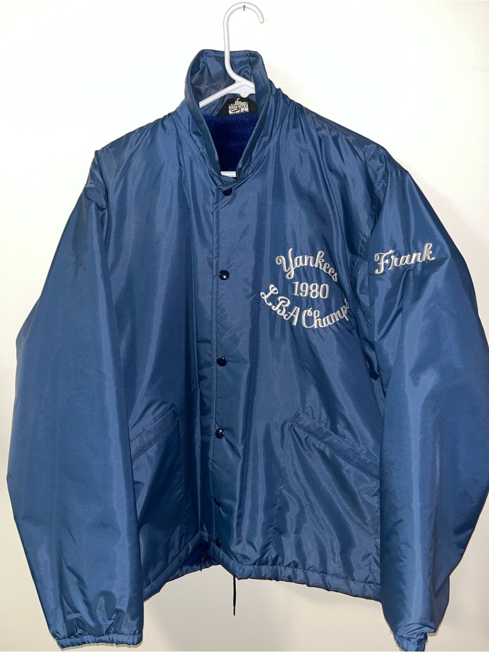 Vintage New York Yankees 1980 League Champs Windless Flap Jacket Made in USA Lrg
